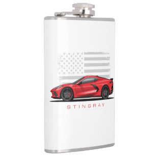 Tschevy Corvette C8 schwarze Illustration Flachmann