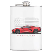 Tschevy Corvette C8 schwarze Illustration Flachmann (Vorderseite)