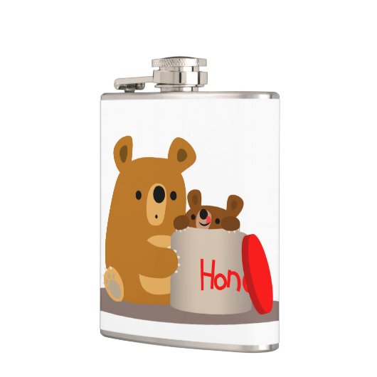 Tschüss dir Honey! Niedlicher Cartoon Bären Hüftko Flachmann (Links)