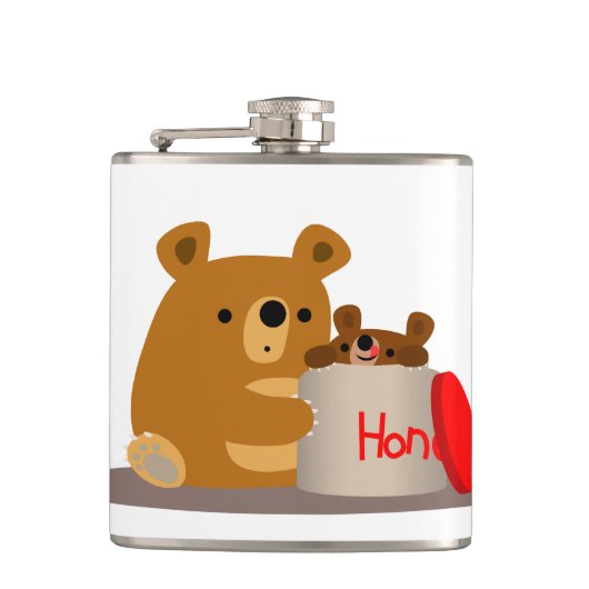 Tschüss dir Honey! Niedlicher Cartoon Bären Hüftko Flachmann (Vorderseite)