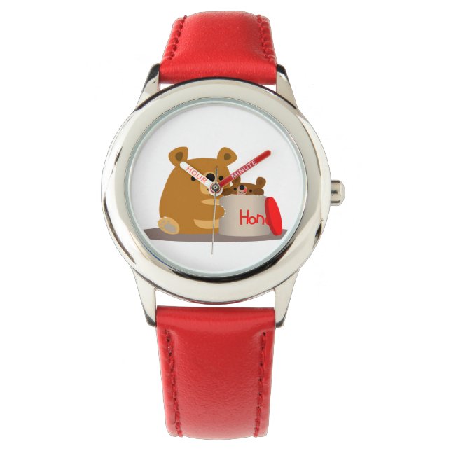 Tschüss dir Honey! Niedlicher Cartoon Bears beobac Armbanduhr (Vorderseite)