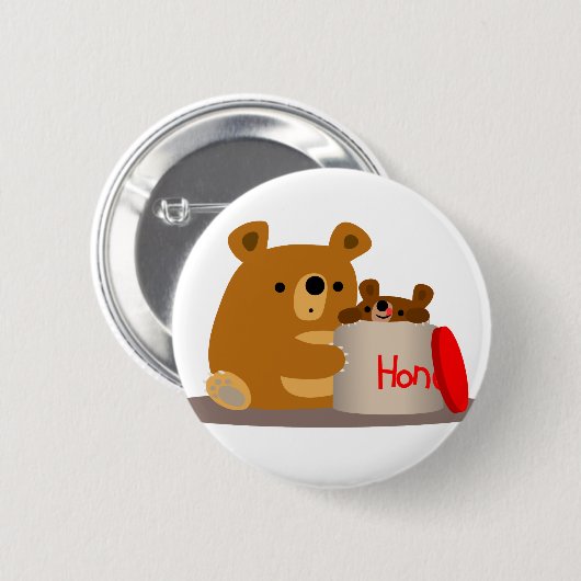 Tschüss dir Honey! Niedlicher Cartoon Bears Button (Vorne & Hinten)