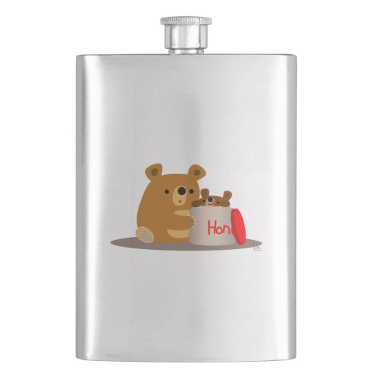 Tschüss dir Honey! Niedlicher Cartoon Bears Classi Flachmann (Vorderseite)