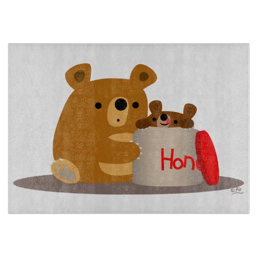 Tschüss dir Honey! Niedlicher Cartoon Bears Cuttin Schneidebrett (Vorderseite)
