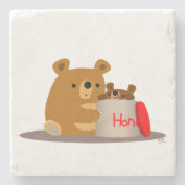 Tschüss dir Honey! Niedlicher Cartoon Bears Stone  Steinuntersetzer (Vorderseite)