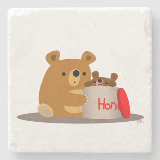 Tschüss dir Honey! Niedlicher Cartoon Bears Stone  Steinuntersetzer (Vorderseite)