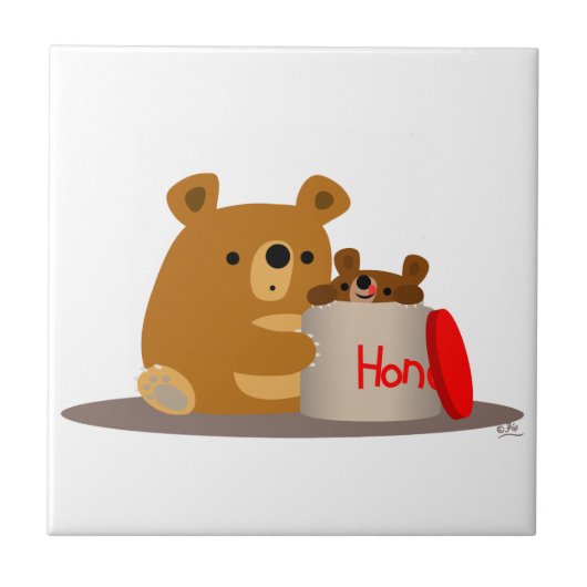 Tschüss dir Honey! Niedlicher Cartoon Bears Tile Fliese (Vorderseite)