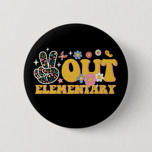Tschüss Grundschule, cooler letzter Schultag Button