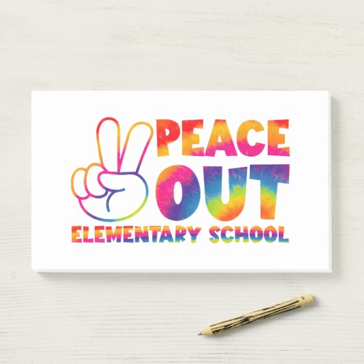 Tschüss Grundschule Tie-Dye letzter Tag Post-it Klebezettel (Auf Schreibtisch)