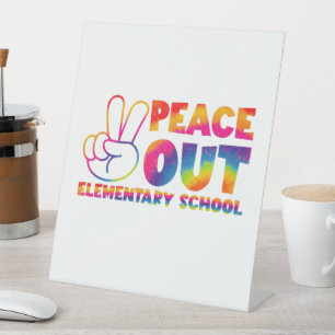 Tschüss Grundschule Tie-Dye letzter Tag Sockelschild