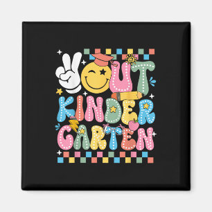 Tschüss Kindergarten Hippie-Lächeln Letzter Tag Magnet