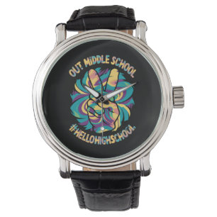 Tschüss Mittelstufe Hallo High School Tie Dye Armbanduhr