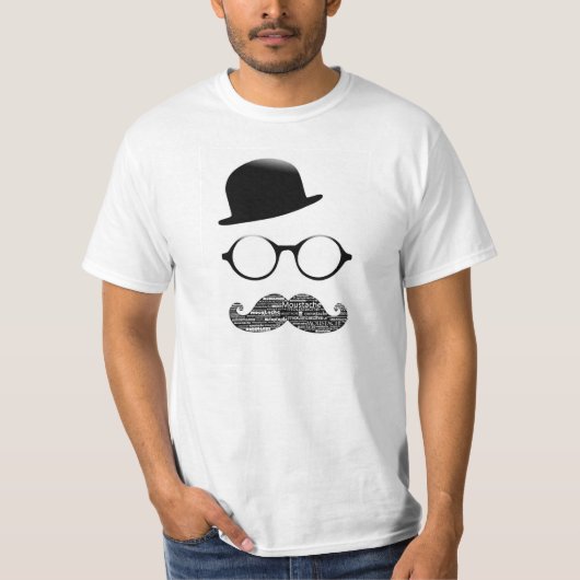 Tshirt Blanc Hut Schnurrbartbrille (Vorderseite)