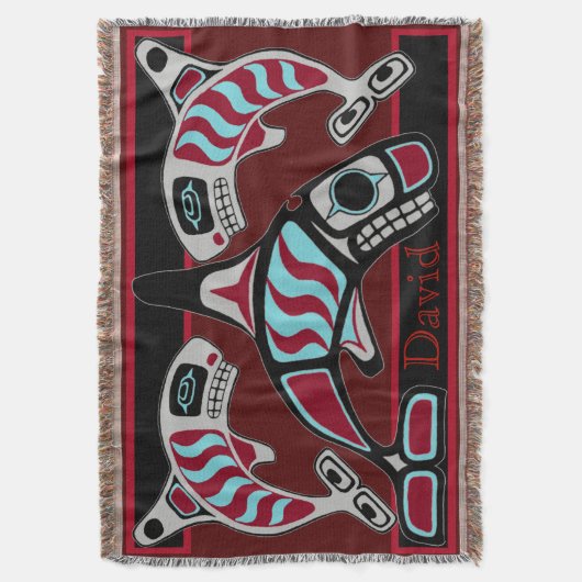 Tsimpsian Killerwal-Trio Decke (Vorderseite Vertikal)