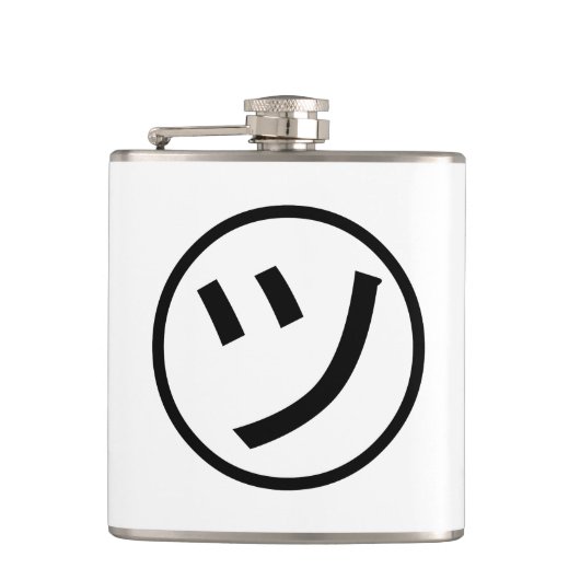 ㋡ Tsu Kana Katakana Lächeln Emoji / Emoticon Flachmann (Vorderseite)