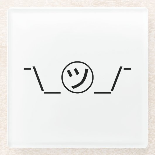 Tsu Kana Shrug Emoticon Ø\_ ㋡_/ Japanisch Kaomoji Glasuntersetzer (Vorderseite)