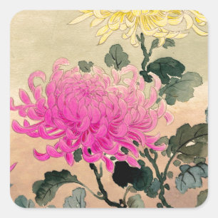 Tsuchiya Koitsu 土 屋 逸 - Chrysanthemum 菊 Quadratischer Aufkleber