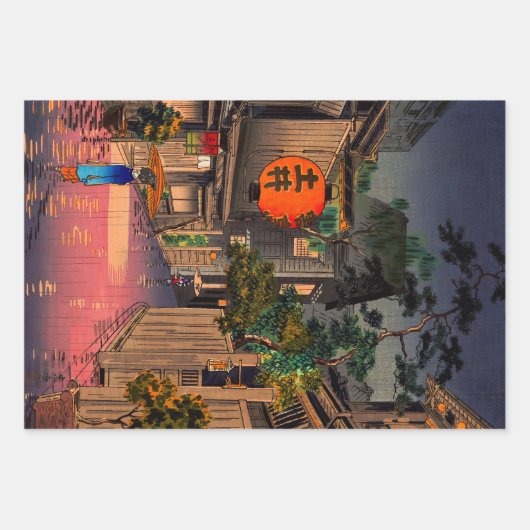 Tsuchiya Koitsu - Abend bei Ushigome Geschenkpapier Set (Vorderseite 3)