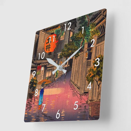 Tsuchiya Koitsu - Abend bei Ushigome Quadratische Wanduhr (Winkel)