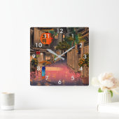 Tsuchiya Koitsu - Abend bei Ushigome Quadratische Wanduhr (Zuhause)