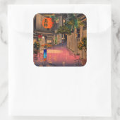 Tsuchiya Koitsu - Abend bei Ushigome Quadratischer Aufkleber (Tasche)