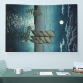 Tsuchiya Koitsu - Boote in Shinagawa, Nacht Banner (Messe)