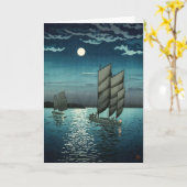 Tsuchiya Koitsu - Boote in Shinagawa, Nacht Karte (Gelbe Blume)