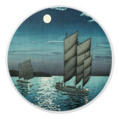 Tsuchiya Koitsu - Boote in Shinagawa, Nacht Keramikknauf (Vorderseite)
