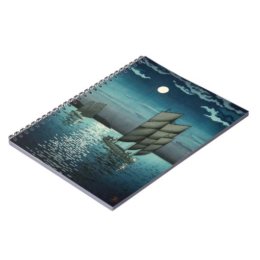 Tsuchiya Koitsu - Boote in Shinagawa, Nacht Notizblock (Linke Seite)