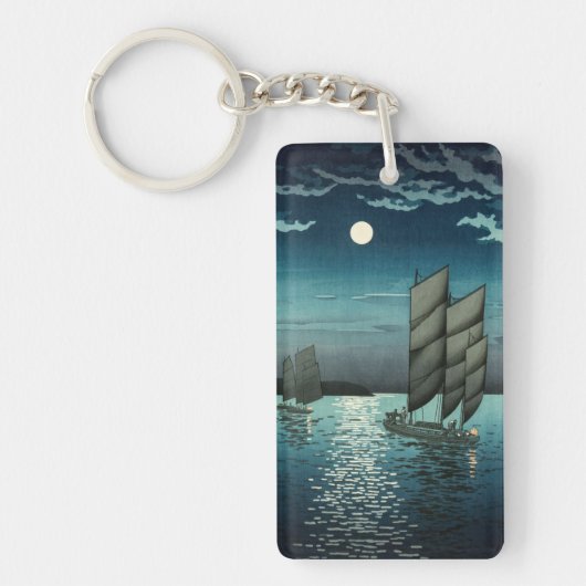 Tsuchiya Koitsu - Boote in Shinagawa, Nacht Schlüsselanhänger (Vorderseite)
