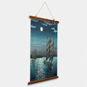 Tsuchiya Koitsu - Boote in Shinagawa, Nacht Wandteppich Mit Holzrahmen (Gewinkelt)