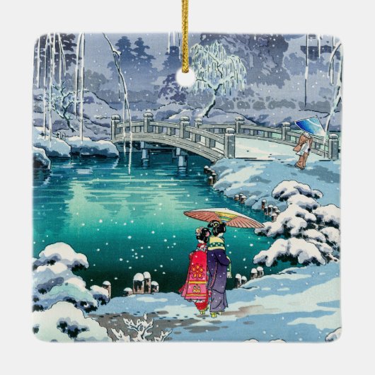 Tsuchiya Koitsu - Frühjahrsschnee bei Maruyama Keramikornament (Rückseite)