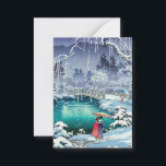 Tsuchiya Koitsu - Frühjahrsschnee bei Maruyama Mitteilungskarte<br><div class="desc">Spring Snow at Maruyama,  Kyōto (Haru no yuki,  Kyoto Maruyama) - Tsuchiya Koitsu,  Woodblock color print,  1936</div>
