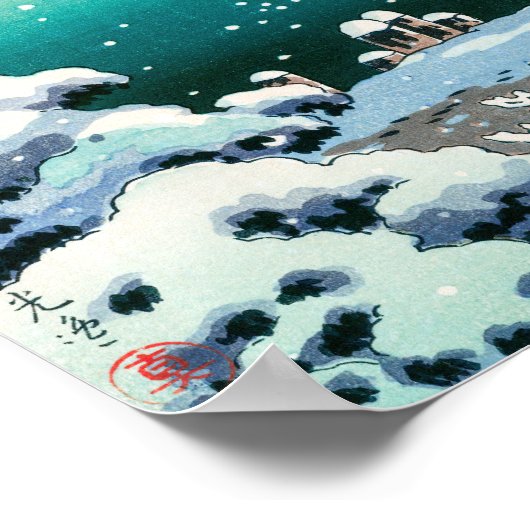 Tsuchiya Koitsu - Frühjahrsschnee bei Maruyama Poster (Ecke)