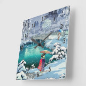 Tsuchiya Koitsu - Frühjahrsschnee bei Maruyama Quadratische Wanduhr (Winkel)