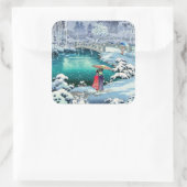 Tsuchiya Koitsu - Frühjahrsschnee bei Maruyama Quadratischer Aufkleber (Tasche)