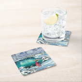 Tsuchiya Koitsu - Frühjahrsschnee bei Maruyama Rechteckiger Pappuntersetzer (Vor Ort)