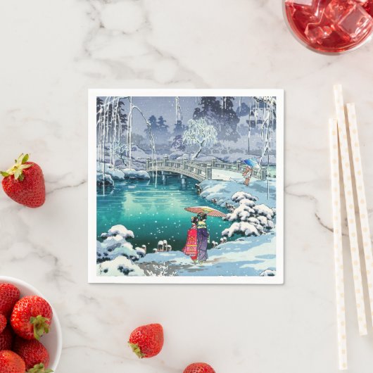 Tsuchiya Koitsu - Frühjahrsschnee bei Maruyama Serviette (Beispiel)