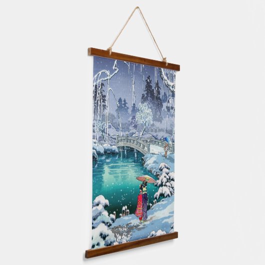 Tsuchiya Koitsu - Frühjahrsschnee bei Maruyama Wandteppich Mit Holzrahmen (Gewinkelt)