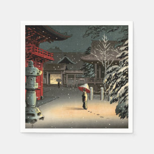 Tsuchiya Koitsu - Schnee am Nezu-Schrein Serviette
