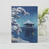 Tsuchiya Koitsu - Schnee auf dem Ukimido in Katada Dankeskarte (Stehend Vorderseite)