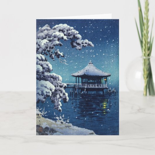 Tsuchiya Koitsu - Schnee auf dem Ukimido in Katada Karte (Vorderseite)