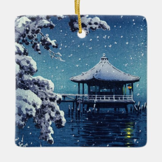 Tsuchiya Koitsu - Schnee auf dem Ukimido in Katada Keramikornament (Vorderseite)