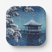 Tsuchiya Koitsu - Schnee auf dem Ukimido in Katada Pappteller (Vorderseite)