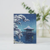 Tsuchiya Koitsu - Schnee auf dem Ukimido in Katada Postkarte (Stehend Vorderseite)