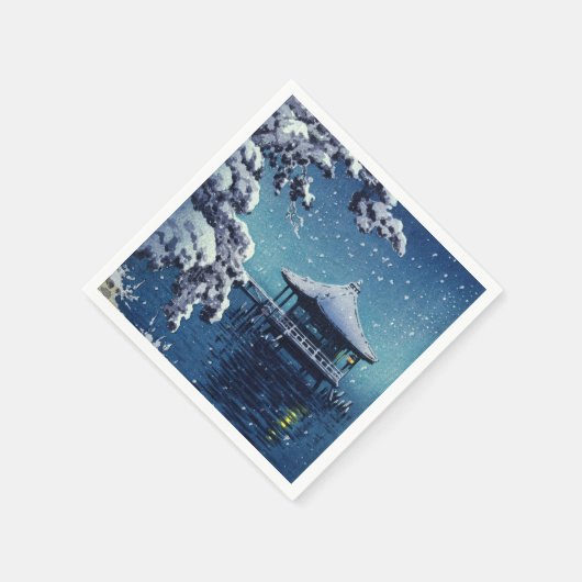 Tsuchiya Koitsu - Schnee auf dem Ukimido in Katada Serviette (Ecke)