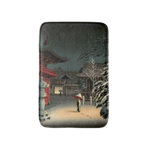 Tsuchiya Koitsu - Schnee bei Nezu Shrine Badematte