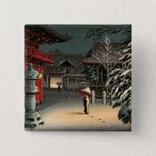 Tsuchiya Koitsu - Schnee bei Nezu Shrine Button