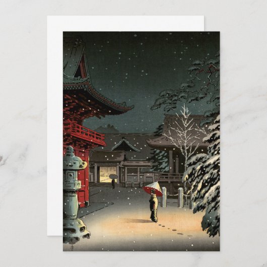 Tsuchiya Koitsu - Schnee bei Nezu Shrine Einladung (Vorne/Hinten)