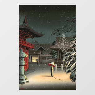 Tsuchiya Koitsu - Schnee bei Nezu Shrine Fensteraufkleber